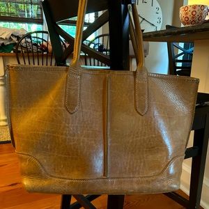 Frye Tot Bag. Natural color leather with marks from use.